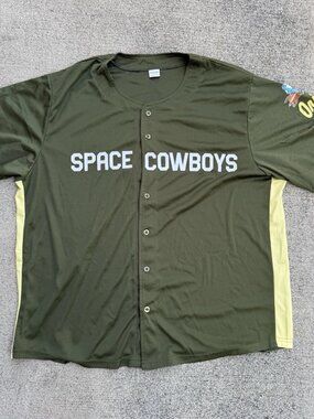 Sugarland Space Cowboys Baseball Jersey Mens XL Green Military Promo Orion